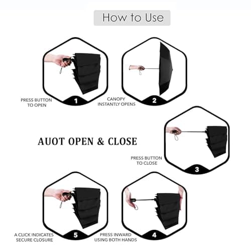 CUBY UV Sun Umbrella Compact Folding Travel Umbrella Auto Open and Close for Windproof, Rainproof & 99.9% UV Protection Parasol with Black Anti-UV Coating(Charcoal black) — view 6