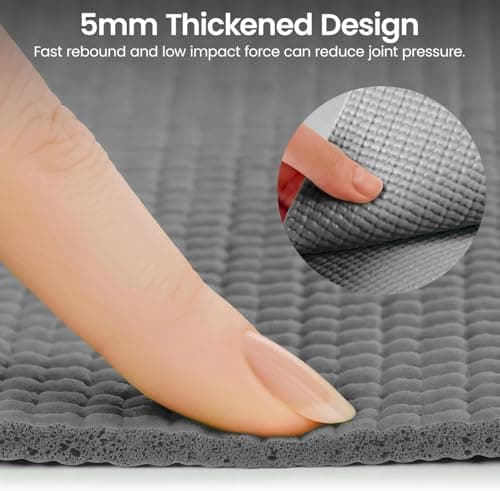 M.J COMFY-LIFE Travel Foldable Yoga Mat — 5mm Non-Slip Portable Exercise & Gym Mat for Yoga, Pilates, Travel & Fitness (Lightweight, Water-Resistant, Fits Backpack) — Unisex (Gray) — view 2