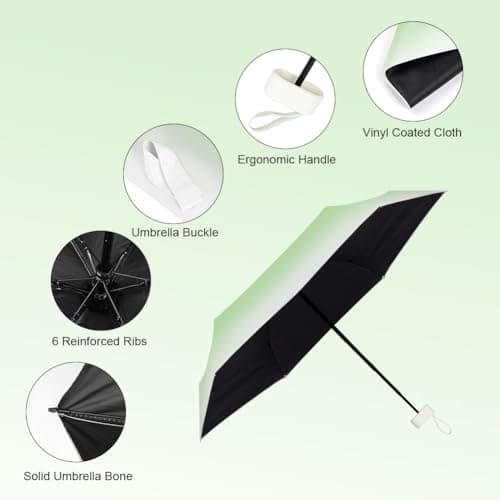 Aolso Mini Umbrella with UPF50+ Protection, 6 Ribs Windproof Strong Travel Umbrella,UV Umbrellas with Capsule Case,Compact Folding Umbrellas for Men Women-Gradient Green — view 5