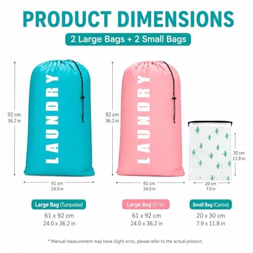 4PCS Laundry Bags Set(Green + Pink) — view 2