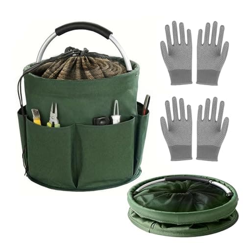 Esoes 17L Garden Tool Bag with Handle Drawstring Closure & 2PCS Grip Gloves