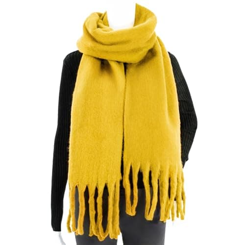 TUSHUSTY Scarf for Women Men Winter Plaid Soft Warm Neck Wrap, Yellow — view 2