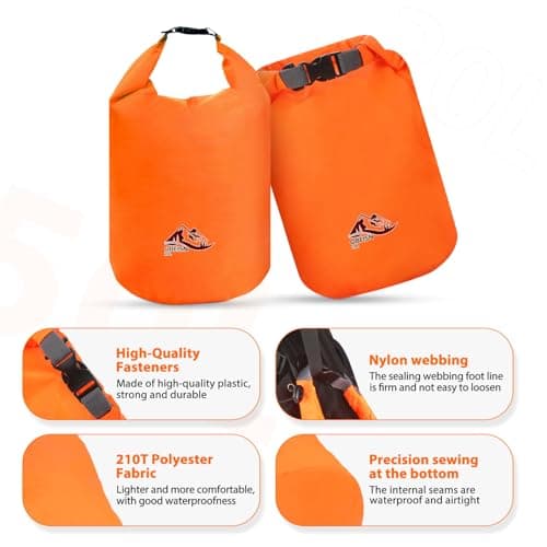 OBEISN 2L+5L+10L+20L+40L +70L Dry Bags Waterproof Set, Lightweight Waterproof Dry Bags, Ultimate Dry Sack, Waterproof Bag, Rucksack Liner, Canoe Sack for Kayaking Rafting Boating Hiking Camping Travel — view 3