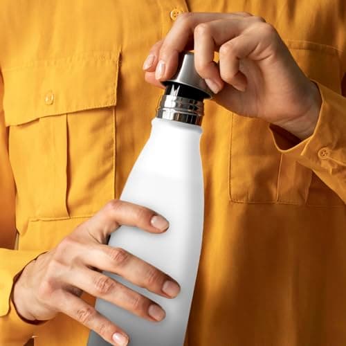 Mont-Clair H2O Stainless Steel Water Bottle, Vacuum Insulated - BPA Free, 12h Hot & 24h Cold Drinks, Metal Water Bottle 500ML Leakproof, Ideal for Adult, Kids, Running - Gradient White/Grey — view 5