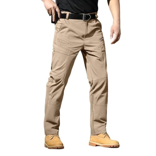 Versatile Cargo Pants for Outdoor Adventure Travel Hiking Casual Comfortable Stretch Utility Trousers with Multiple Pockets (Khaki-E S)