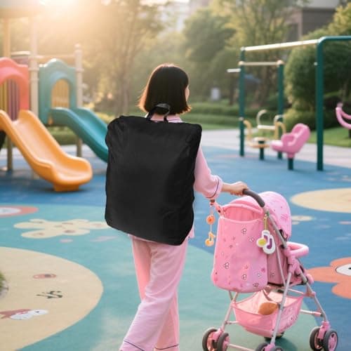 minkissy Stroller Travel Bag Backpack for Airplane Gate Check, Black — view 6