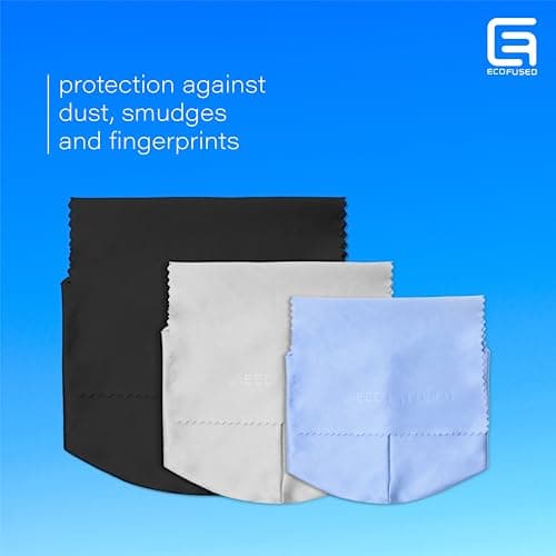 ECO-FUSED Camera Lens Pouches - Microfiber Lens Cloth Bag - 4 Pack - Soft Camera Wraps for Multi-Sized Lenses and Accessories - Camera Bag Inserts - Home Travel Photography (Black/Gray/Blue) — view 3