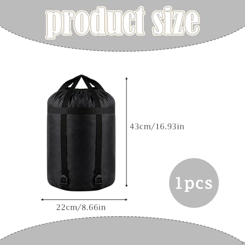 Rndqw 1Pcs Sleeping Bag Compression Sack, Lightweight and Portable Sleeping Bag Bag, Waterproof and Dustproof Stuff Sack, Suitable for Camping, Sports, and Water Sports (Black) — view 2