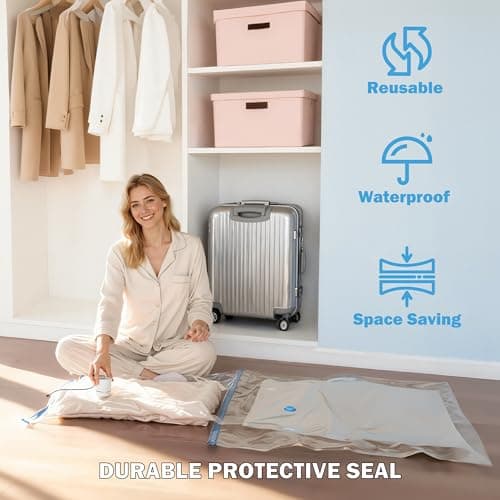 Requisite Needs Vacuum Storage Bags, 9 Pack Space Saver Compression Bags with Durable Protective Seal, 3 Sizes (40x60cm, 50x60cm, 60x80cm), Waterproof Reusable for Clothes, Bedding — view 3