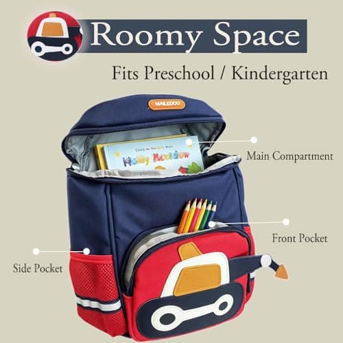XNDZ Toddler Backpack for Nursery Kids Children Dinosaur with Chest Strap Kindergarten School Bag Outdoor Rucksack for 3-6 Years Boys Girls Navy Airplane — view 4