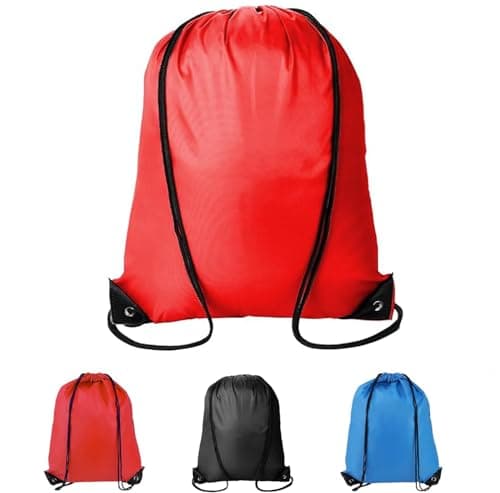 qisheng Drawstring Gym Bag String Bags Gym Sack Backpack PE Bags for Women Men, Trainer Swimming Bag Travel Beach School Holidays Suitable for Sports,Boys,Girls - Red