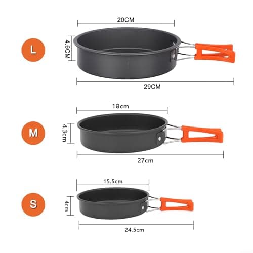 Lightweight Camping Frying Pan Non-Stick Camping Cooking Pot with Foldable Handle Cookware Set for Outdoor Camping Picnic Hiking(Large) — view 6