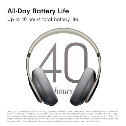 Beats Studio Pro – Wireless Bluetooth Noise Cancelling Headphones, Personalised Spatial Audio, USBC Lossless Audio, Apple & Android Compatibility, Up to 40 Hours Battery Life – Sand Grey — view 4