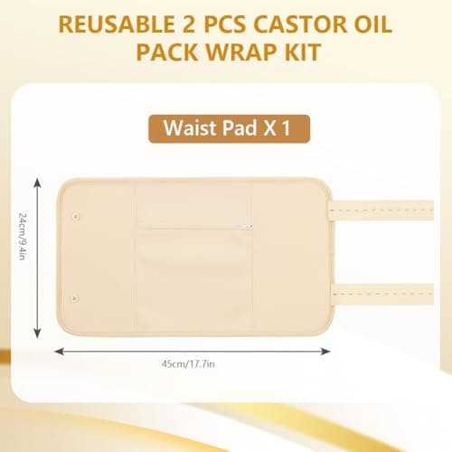 AOOWU Castor Oil Pack, Reusable Castor Oil Pack Wrap Kit, Organic Castor Oil Compression Wrap for Liver Detox with Storage Bag, Castor Oil Wrap Machine Washable Anti Oil Leak (Oil Not Included) — view 2