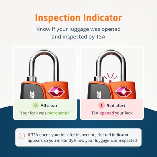 6-Pack TSA Approved 3-Digit Luggage Locks with Open Alert Indicator for Travel Suitcases & Baggage | Luggage Locks | TSA Locks | Orange — view 4