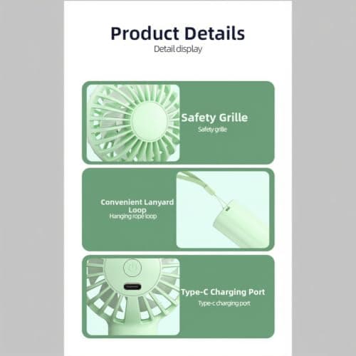 for mini USB Fan Portable Handheld Quiet Cooling for mini USB(Burgundy 14 hours) — view 3