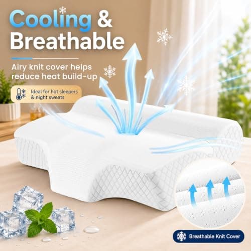 Drifina Orthopedic Cervical Memory Foam Pillow for Neck & Shoulder Pain Relief - Ergonomic Neck Support with Neck Roll, Dual-Height Contour for Side/Back Sleepers, Cooling Washable Pillowcases — view 6