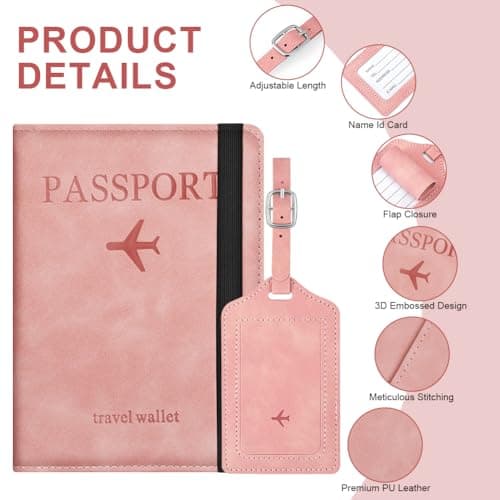 APXEL Passport Cover and Suitcase Tag Set, PU Leather Passport Covers — view 3