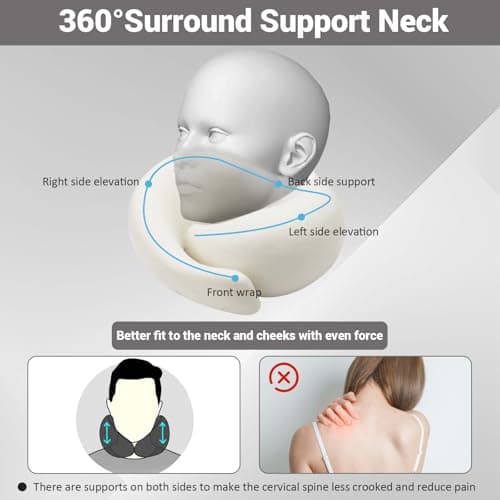 Outney Travel Pillow for Airplanes 2026 Veritable Chin Support Travel Neck Pillow 100% Pure Memory Foam Full Neck Surround Pillows for Traveling Flight Sleeping Portable Travel Essentials (Pink) — view 3