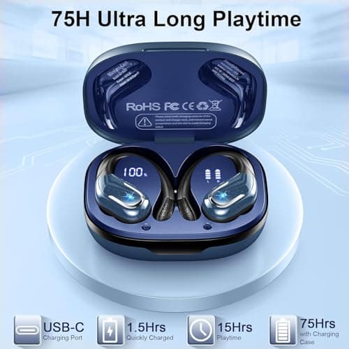 Ordtop Wireless Earbuds,Wireless Headphones Running 75H Headphone for Sport — view 4