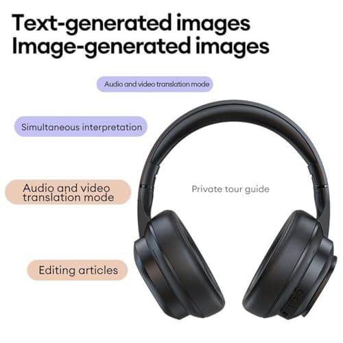 Hamwesh AI Smart Headphones, 115 Language Real Time Translation Detachable Screen Translation Headphones, Noise Canceling Bluetooth with Flashlight Photo Control for Travel — view 2