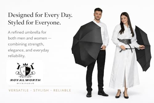 Windproof Travel Umbrella - Compact, Light, Full Automatic Open/Close - Folding Backpack Umbrella for Rain & Sun UV Preotection For Men & Women, Unbreakable 8 Fiberglass Ribs UK Design (Black) — view 2