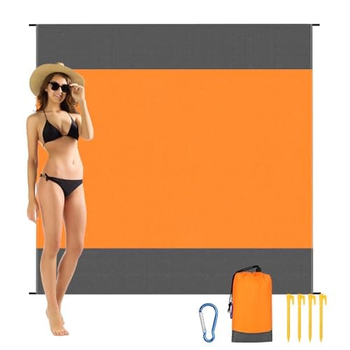 AYBUY Outdoor Travel Blanket, 200 x 210 cm Sandproof Beach Mat, Orange