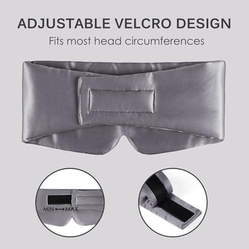 OLESILK 100% Natural Mulberry Silk Eye Mask for Sleeping, Large, Charcoal — view 6