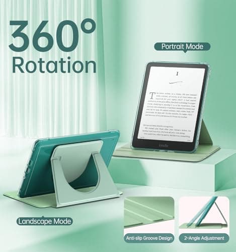 MoKo Rotating Case for 7" Kindle Paperwhite 12th Gen/Colorsoft, Agave Green — view 4