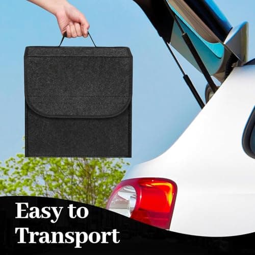 Einesin Upgrade Car Boot Bag Organiser with Reinforced Side Panels for Tools Breakdown Emergency Travel Tidy Van Caravan | Felt Bag in Black | Car Accessories Interior(30x15x30cm-1PC-Upgraded) — view 5