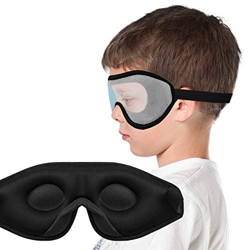 3D Sleep Mask for Kids, Light Block Sleeping Blindfold Memory Foam Contoured Eye Mask for Sleep, Adjustable Strap Eye Cover and Travel Sleep Mask for Boys Girls (Orange) — view 5