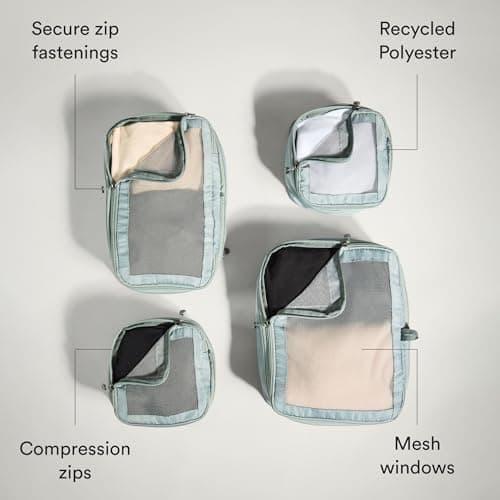 ANTLER - Compression Packing Cubes, Set of 4 Essential Packing Cubes for Suitcases and Backpacks - Holiday, Travel & Accessories Organiser, Easy Clothes and Shoe Storage - Mist Blue — view 4