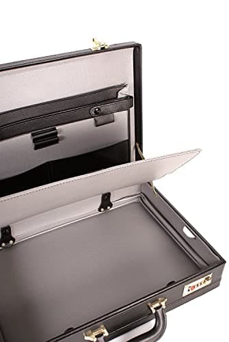 Professional Mens Leather Executive Black Briefcase with Combination Golden Lock — view 5