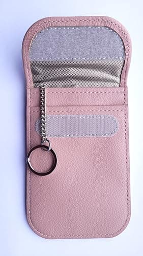 SUPERNOVA Lifestyle RFID Signal Blocker Faraday Pouch for Car Keys, Gate Remote, Premium PU Leather, Jammer for Keyless Entry, Relay Attack Prevention, Anti-theft Protection (Dark Pink) — view 3