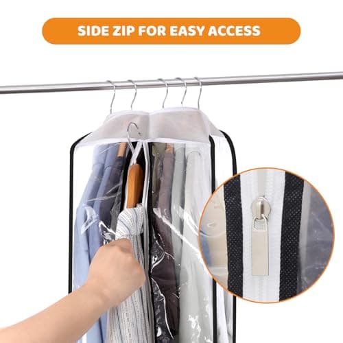 4 Pack Clear Garment Bags 40" with 10" Gusset for Coats, Suit, Jackets — view 4