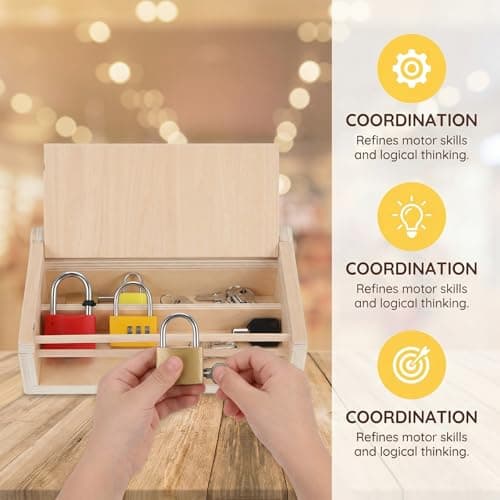 Toyvian Montessori Lock and Key Toy Set for Toddlers Lock Box Educational Toy with Multiple Locks and Keys Fine Motor Skills Hand Eye Coordination and Logical Thinking Activity for Early Learning — view 6