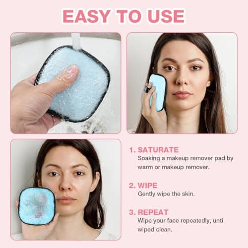 AOOWU Reusable Makeup Remover Pads and Eye Makeup Remover Pads Set, 8 Pack Face & Skin Cleaner Pads, Ultra Soft, Washable, Reusable Face Pads with Wash Bag, Makeup Remover Cloth for All Skin Types — view 5