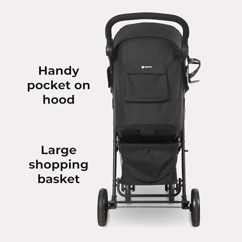My Babiie MB30 Pushchair – from Birth to 4 Years (22kg), Easy Compact Fold, Large Shopping Basket, Adjustable Handle, Stroller Includes Cup Holder, Rain Cover – Black — view 6