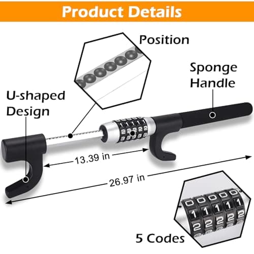 Turnart Steering Wheel Lock 5 Digit Combination Heavy Duty Lock Anti-Theft Keyless Password Vehicle Security Device Universal Fit for Cars Trucks Vans and Suvs — view 2