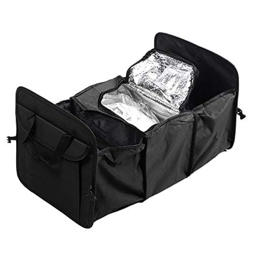 HLKSOUREZ Multifunction Folding Car Insulated Cooler Storage Bag Organizer, Trunk Storage Box with High - Quality Polyester Material, Large Capacity Car Trunk Organizer Container for Travel (Black) — view 4