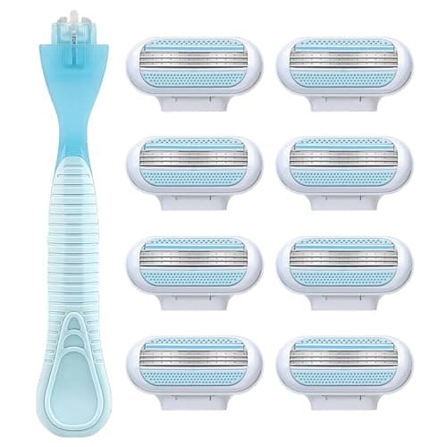 8PCS Razor Heads For Women - Suitable For The Gillette Venus Women's Razor Blade Refill Pack - Smooth 3 Layer Blade & Pivoting Head - Effortless Shave For Bathroom, Travel, Beach Party