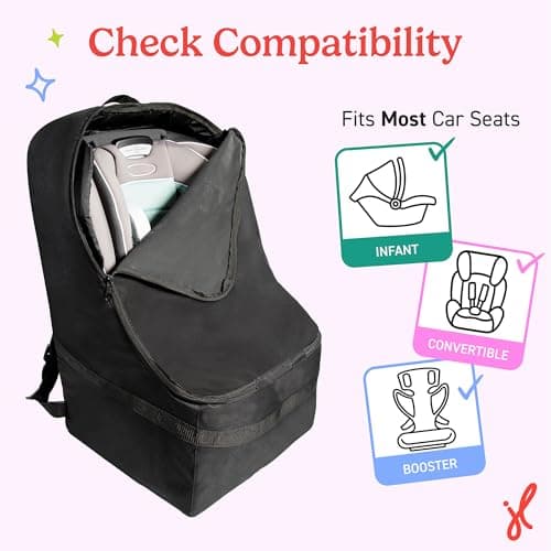 J.L. Childress Padded Backpack Car Seat Bag - Travel Bag for Airplane, Fits Most Baby & Infant Car Seats, Boosters, & Carriers, Airport Accessories for Gate Check or Baggage Check - Ultimate, Black — view 4