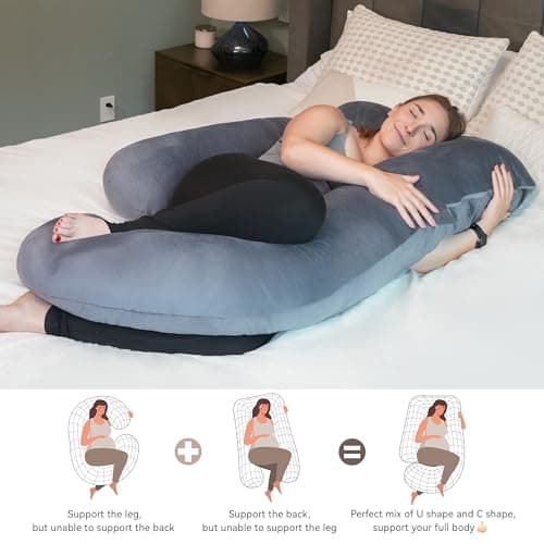 PinkFroggie Pregnancy Pillows,U-Shape Maternity Pillow with Velvet Cover — view 3