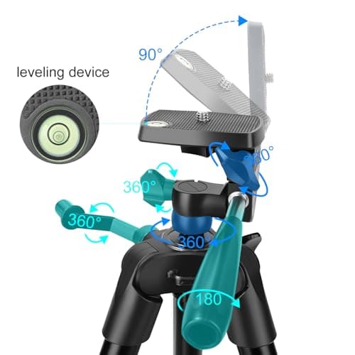CAMBOFOTO Portable Tripod for Live Stream134cm/52.75in Aluminum Lightweight Tripod with Phone Holder for Camera and for iPhone and Other Android Smartphones … — view 6