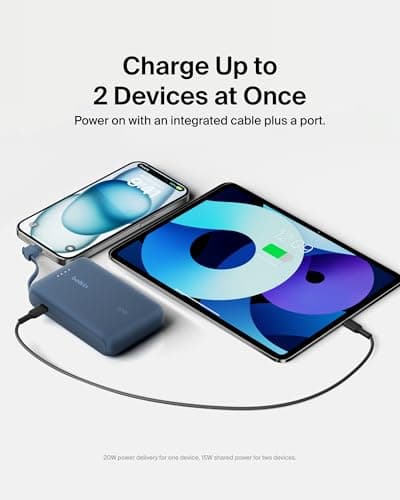 Belkin BoostCharge 10000mAh Power Bank with Integrated USB-C Cable - Blue — view 3