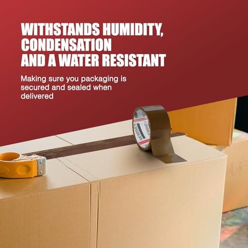 Merrimen Strong Heavy Duty Roll Pack Brown Packaging Tape, Secure Sticky Sealing Tape for Parcel Boxes, Moving Boxes, Large Postal Bags for Long Term Storage, (48MM x 66M) (3 rolls, Brown) — view 3