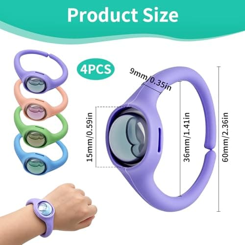 4Packs Natural Mosquito Repellent Bracelet, 1080H Long Lasting Protection Anti-Mosquito Bands, Adjustable Wristbands with Essential Oil Refills for Kids & Teens, Waterproof, Silicone, 4 Colour — view 5