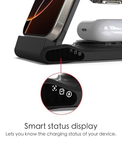 3 in 1 Charging Station for Multiple Devices,Travel Wireless Charging Station, Foldable Charger for iPhone 16/15/14/13/12/SE/11/X/8 Series,& Android Phone,& AirPods,& iWatch (USB-C Adapter Included) — view 6
