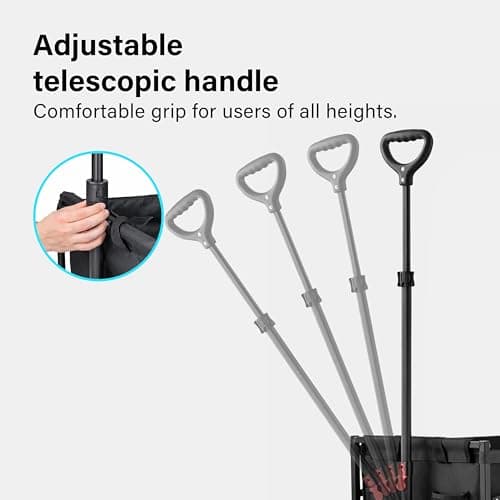 75L Festival Trolley Folding Trolley Cart on Wheels, Portal Festival Camping Wagons Cart with Adjustable Handle, Foldable Wagon for Camping, Garden, Beach, Shopping, Outdoor — view 4