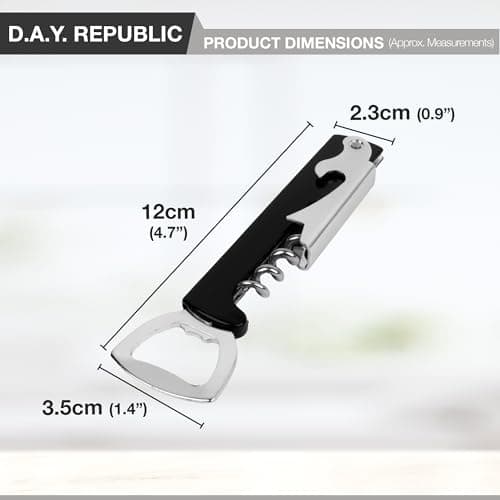 Compact Corkscrew and Bottle Opener, 1 Pack, Multi Tool, Wine Bottle Opener, Stainless Steel Cork Screw with ABS Body, Compact Size Ideal for Travel and Camping (1 Pack) — view 2